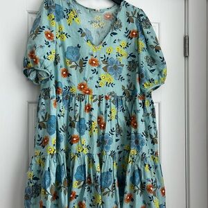 Crown & Ivy Floral Dress with Blue and Orange Accents